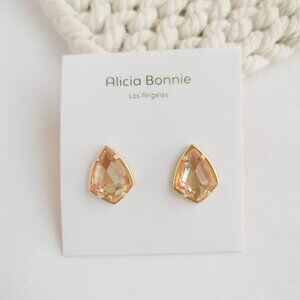 Authentic Alicia Bonnie Miley Gold Dichroic Glass Stud Earrings